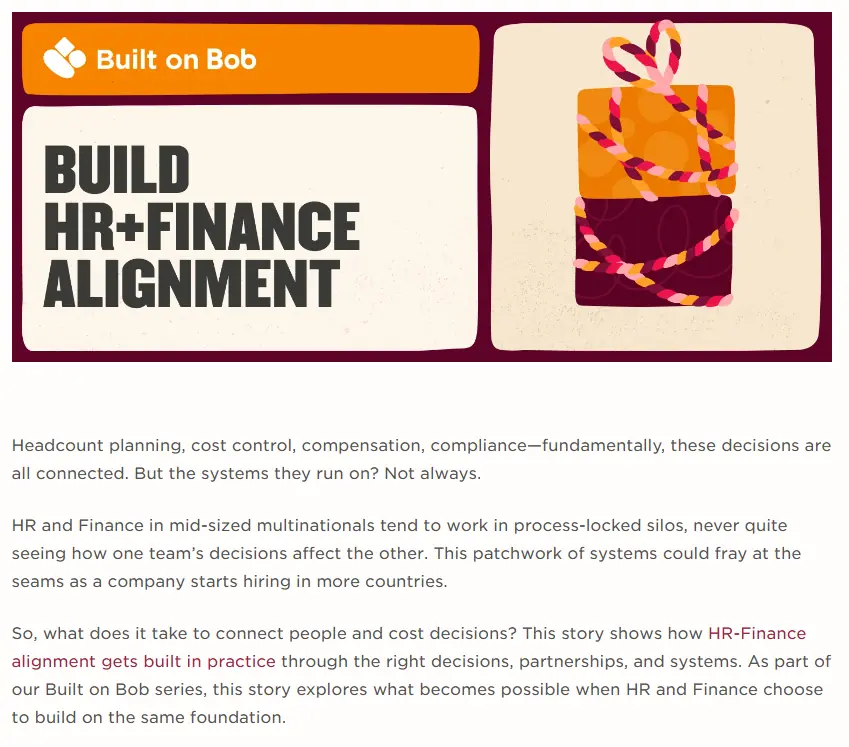 HiBob Built on Bob HR and finance alignment article