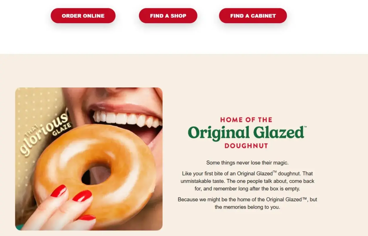 Krispy Kreme Every Bite As Good As You Remember campaign landing page