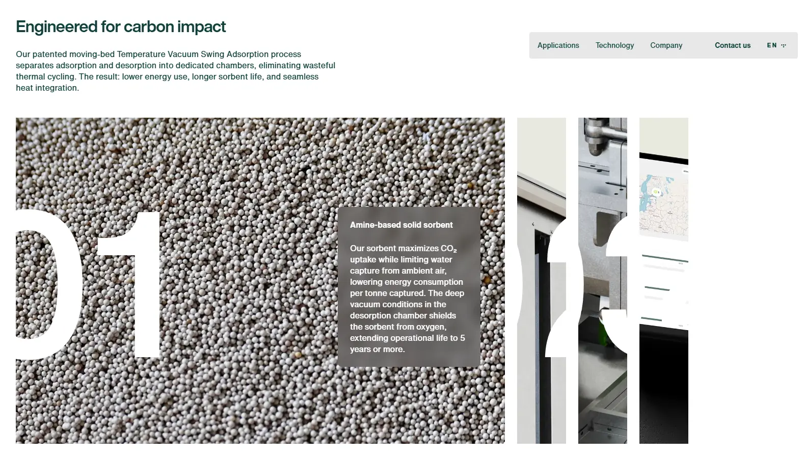 Skytree technology page explaining its carbon capture process