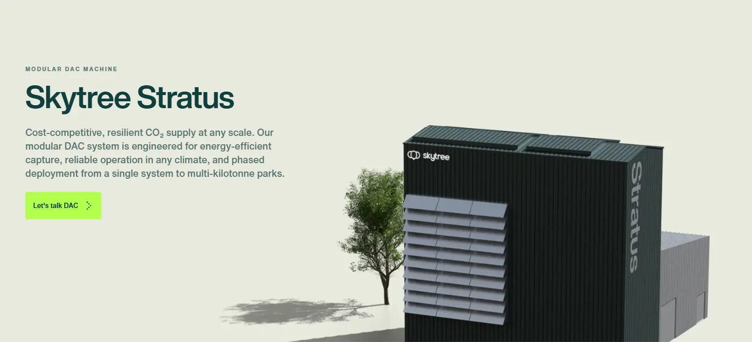 Skytree Stratus direct air capture product page